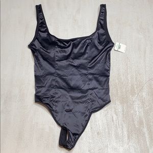 FREE PEOPLE Black Thong Bodysuit